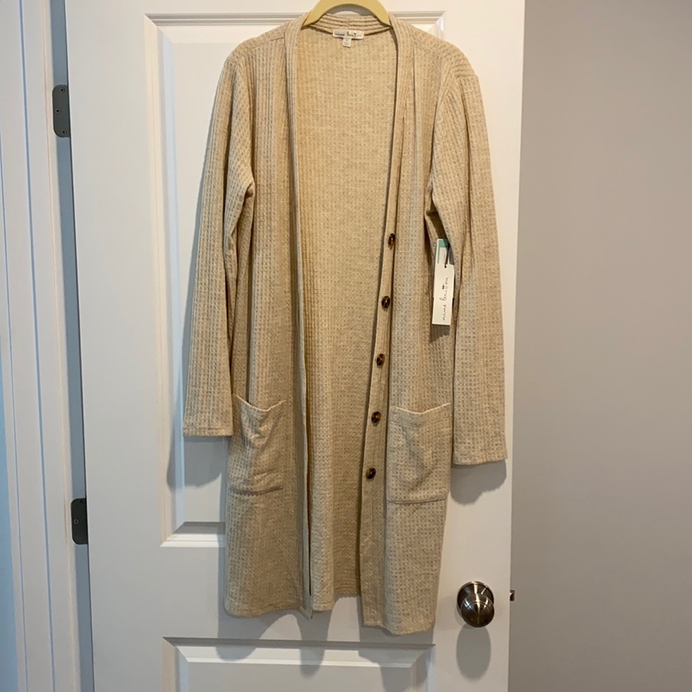 NWT! Nine Britton detail waffle duster cardigan, size M